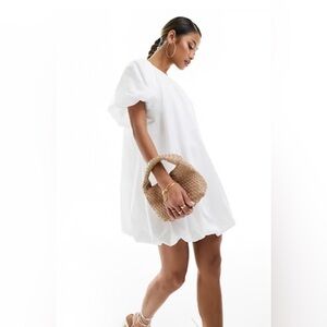 ASOS Bubble Hem Dress in White